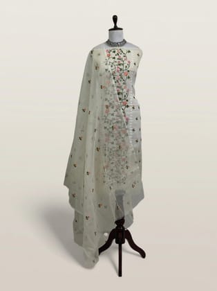 Kota Doria Dress Material Peach Floral Vine Jaal Kota Doria Dress Material Peach Floral Vine Jaal
