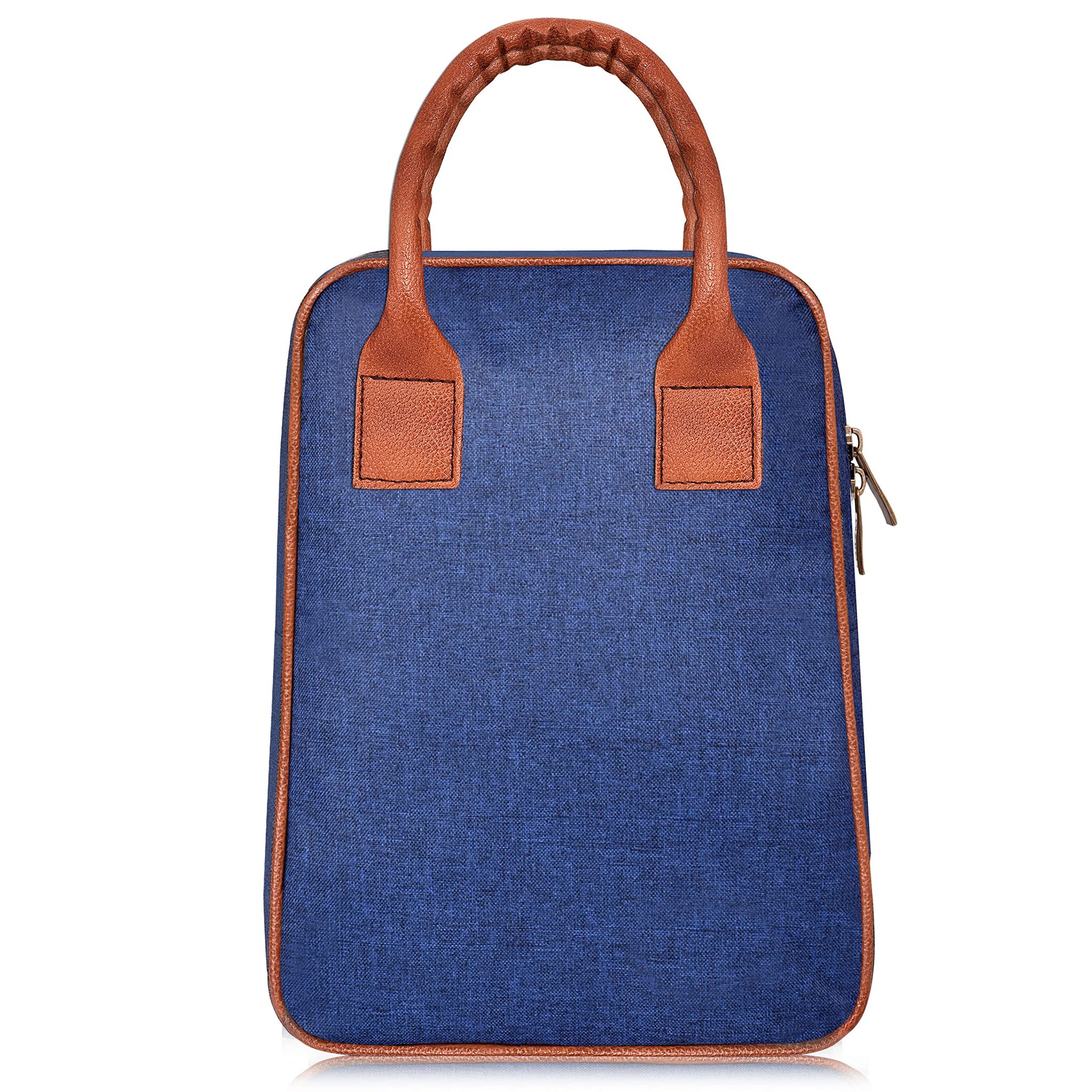 Serene Blue: Linen Textured Insulated Tiffin Bag/Lunch Bag Unisex (TB01)