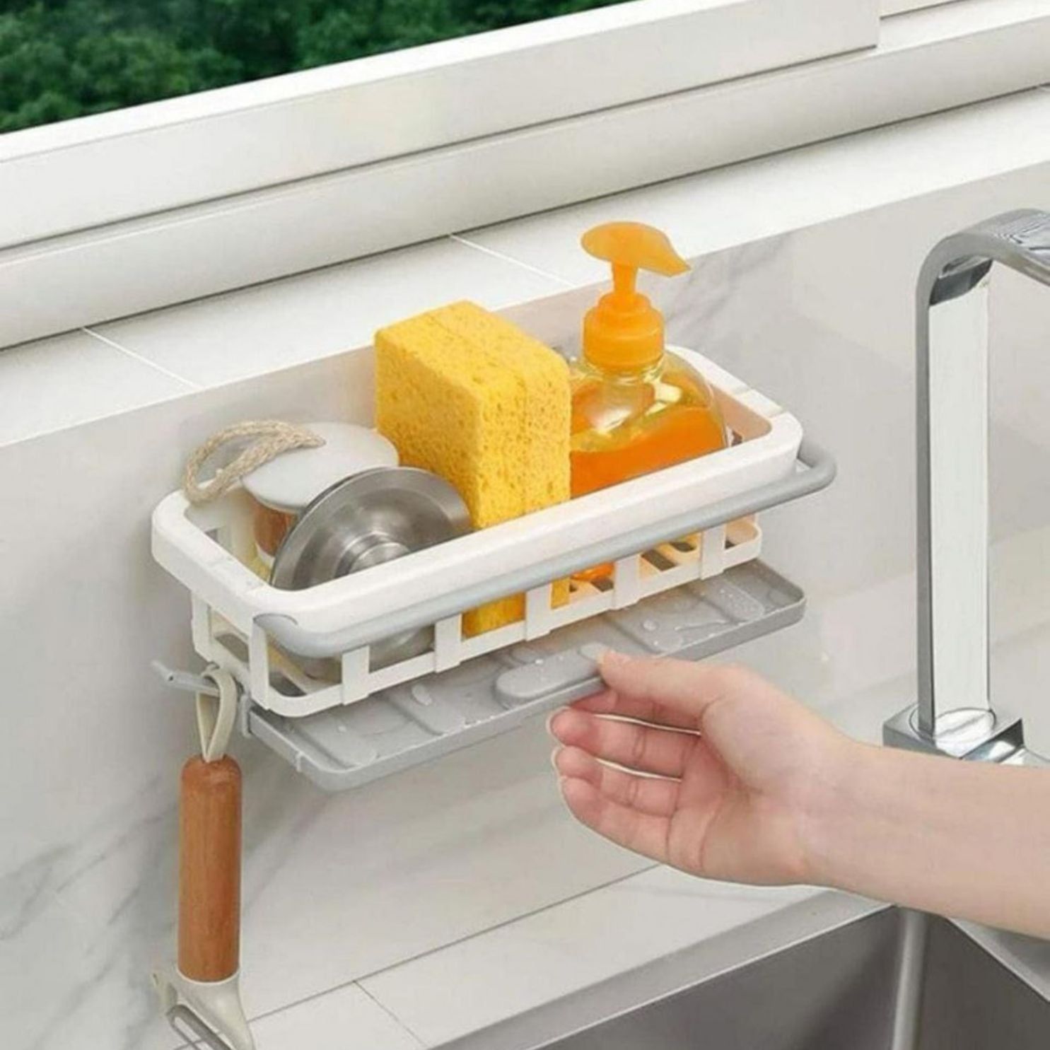 Retractable Sink Storage Tray with Drying Basket-Pack of 1 @ ₹799