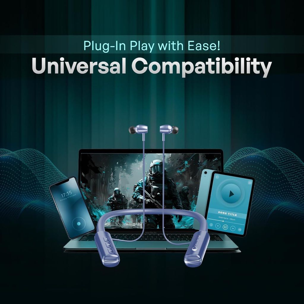 Cellecor BT-2 Waterproof Wireless Headphone with Big 75 Hours Playback time, Bluetooth V5.0, Voice assitance and Noise cancelation with inbuilt mic