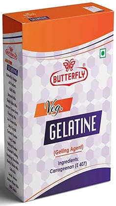 Veg Gelatine (Size - Box Pack 25 g) by Butterfly Dessert Mixes and Bakery Needs.