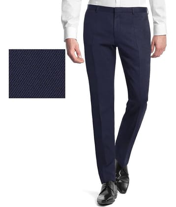 Gwalior Suitings Navy Poly Blend Unstitched Pant Pc