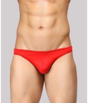 BASIICS By La Intimo Pack of 1 Polyester Briefs For Men's ( Red )