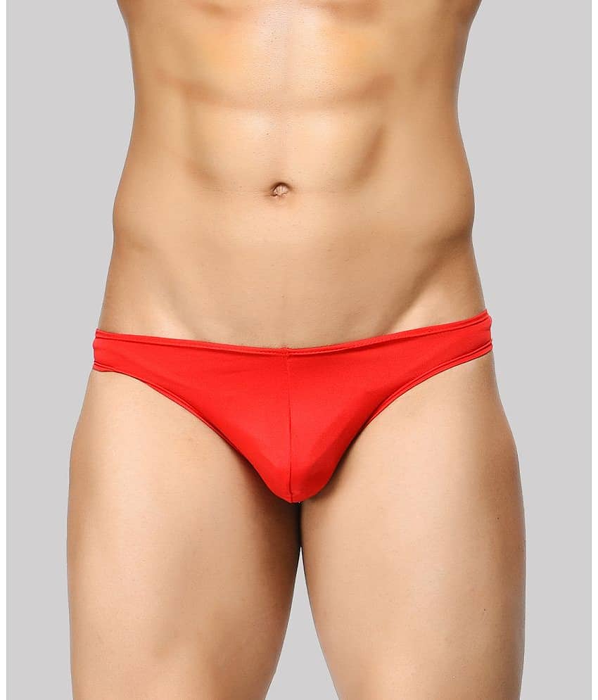 BASIICS By La Intimo Pack of 1 Polyester Briefs For Men's ( Red )