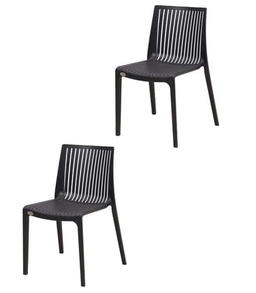 Supreme Furniture Oasis Plastic Without-Arm Chair Suitable for Home, Office, Garden, Living Room, Cafeteria, Restaurant, Hotel, Resort, Indoor & Outdoor(Set of 2, Champagne)