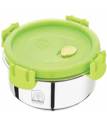 Nanonine Insulock Double Wall Stainless Steel Insulated Lunch Pack, Large, 425Ml, Silver-Green