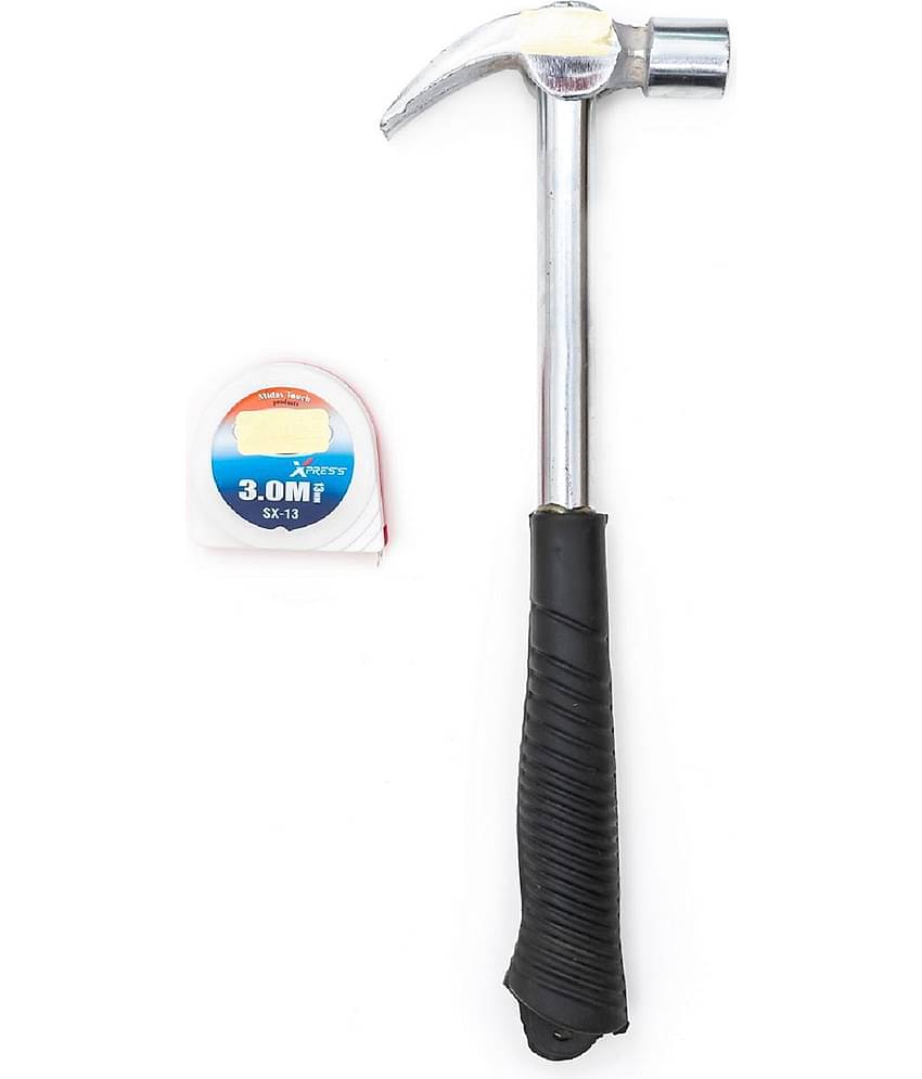 GLOBUS 1448 STEEL HAND TOOL SET/2 PCS ( HAMMER 1/2 LBS AND MEASURING TAPE 3 MTR/ 10 FEET / 120INCHES.)