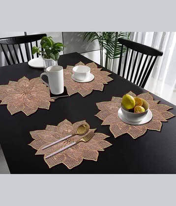 PVC Floral Round Table Mats ( 47 cm x 47 cm ) Pack of 4 - Brown
