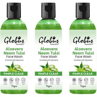 Globus Remedies Aloe vera Neem Tulsi Enriched With Glycerin  Oil Control Formula 75gm Set of 3