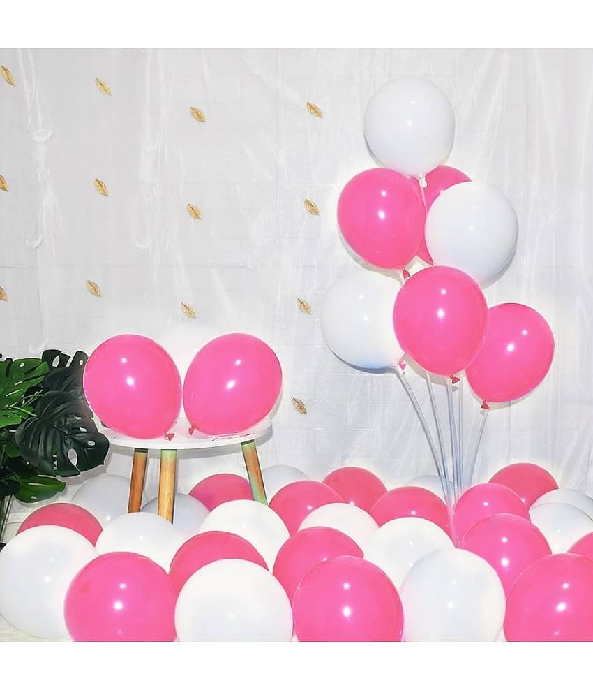 Zyozi Pink White Metallic Balloons Latex Balloons 10 Inch Helium Balloons with Ribbon for Birthday Graduation Baby Shower Wedding Anniversary Party Decorations, (Pack of 22)