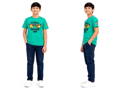 KUCHU Chill Mode On Kids Graphic Tee | 6–7 Years | Printed T-Shirt | Lightweight | Skin-Friendly | Everyday Wear