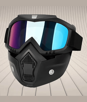 BIKE Mask Anti Scratch UV Protective Open Face & Eyewear Windproof Dirt Shield Adjustable Strap Soft Foam Padded Detachable for Cycling Bike Off Road Racing Riding Unisex (multicolor)