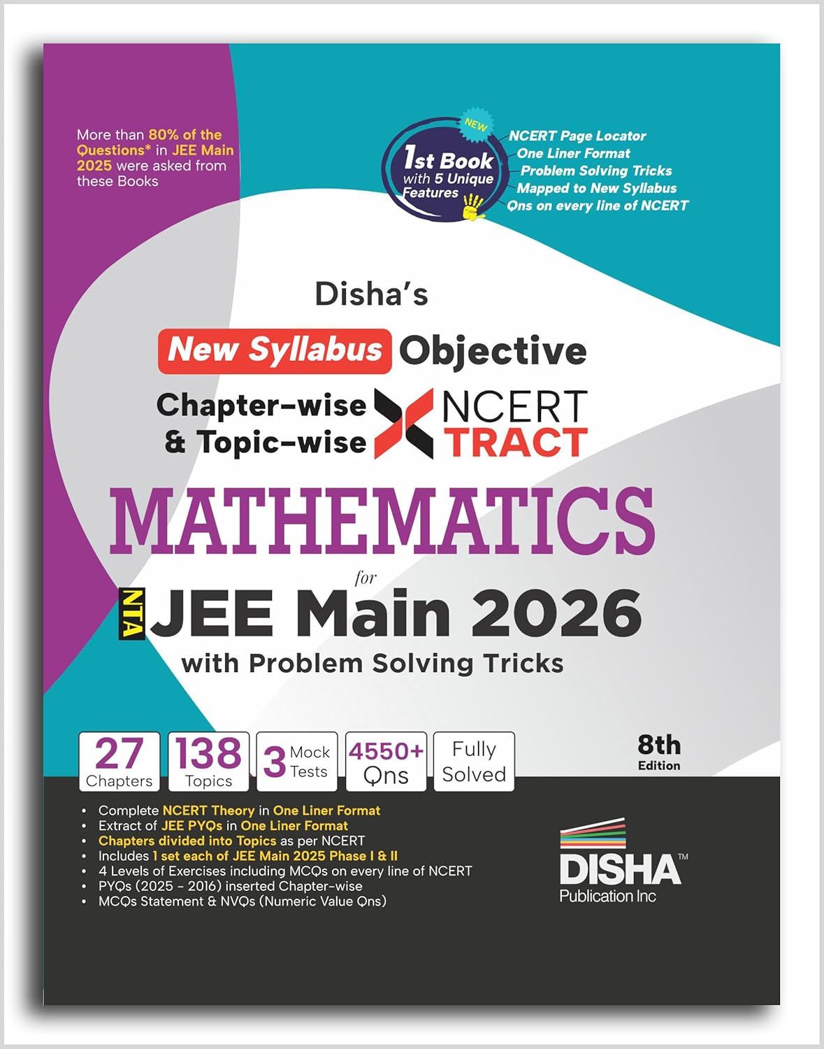Disha's New Syllabus Objective NCERT Xtract Mathematics with Problem Solving Tricks for NTA JEE Main 8th Edition | BITSAT, VITEEE & KCET | Tips on your Fingertips, Previous Year Question Bank PYQs