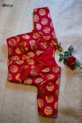 Red Banarasi blouse-M