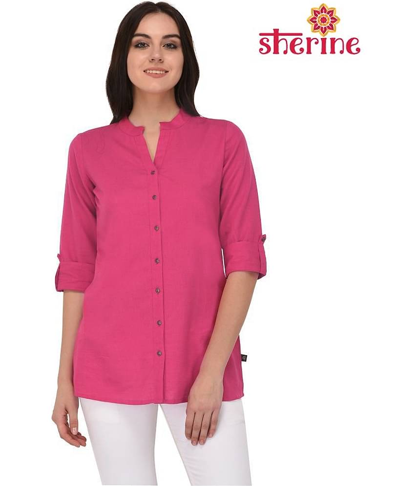 Pistaa Pink Cotton Straight Kurti