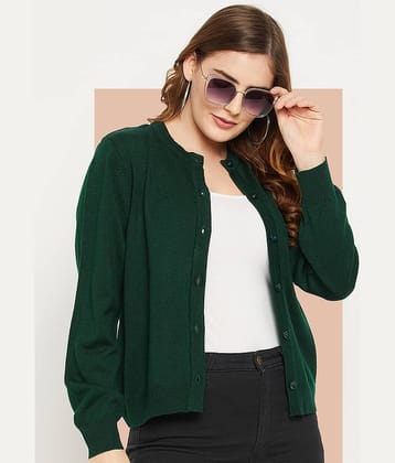 zigo Women Acro Wool Round Neck Cardigan ( Green )