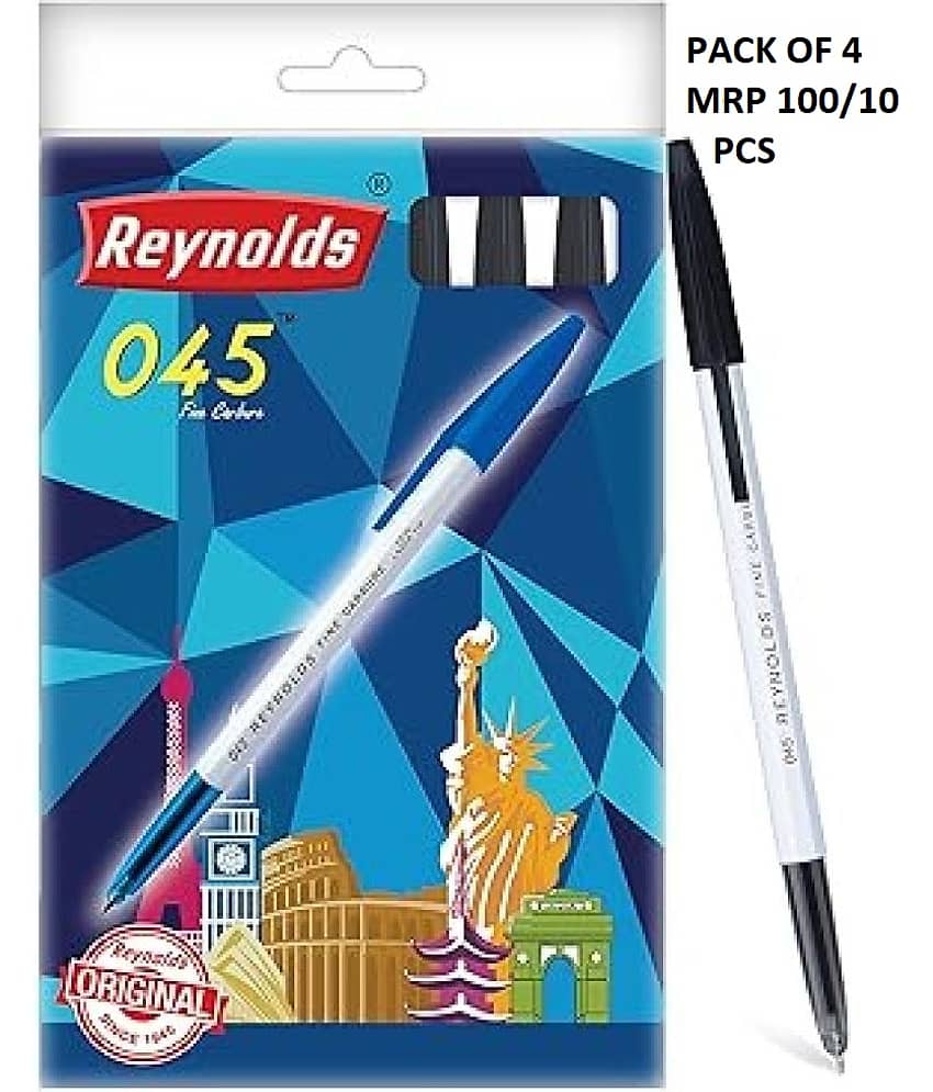 Reynolds 045 Ball Pen 10 Pcs Black (Pack of 4)