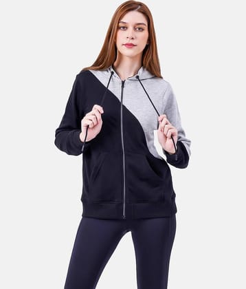 NUEVOSDAMAS Cotton Black Hooded Sweatshirt