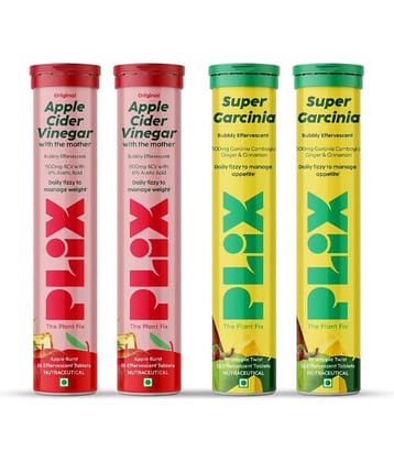 Plix ACV & Garcinia Cambogia Combo For Weight Management, Boost Metabolism & Burn Fat(4 x 15 No)