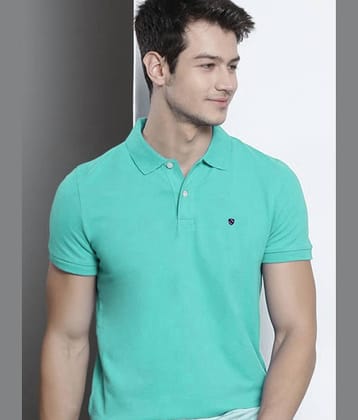 Merriment Pack of 1 Cotton Blend Regular Fit Solid Half Sleeves Men's Polo T Shirt ( Aqua )