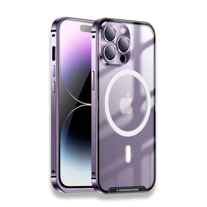 iPhone 13 & 14 Series : Metal Upgraded Lock MagSafe Cover with Camera Lens Protector-iPhone 13 Pro / Deep Purple