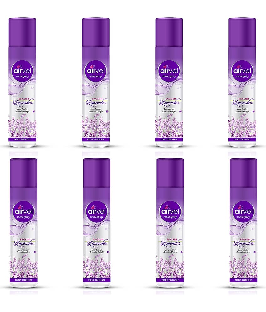 Airvel Lavender Fragrance Room Spray Air Freshener for Home, Bathroom and Car 217ml ( Pack of 8 )