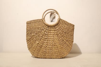 Ladies Bag Water Hyacinth Fibre U Shaped Natural Colour 
