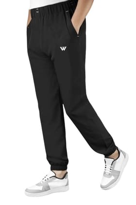 Men's Polyster Solid Track Pant-Lower (Black, M)-PID47672