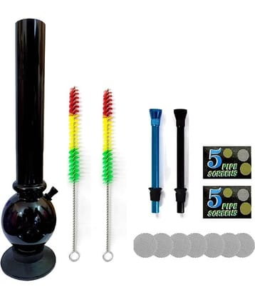 PUFF SMART 16INCH BONG ACRYLIC WATERPIPE COMBO SET (Black)