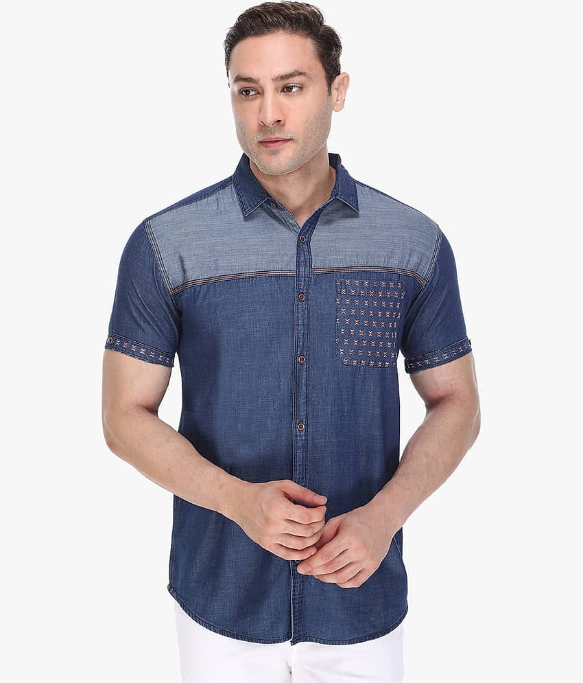 Kuons Avenue - Blue Denim Slim Fit Men's Casual Shirt ( Pack of 1 )