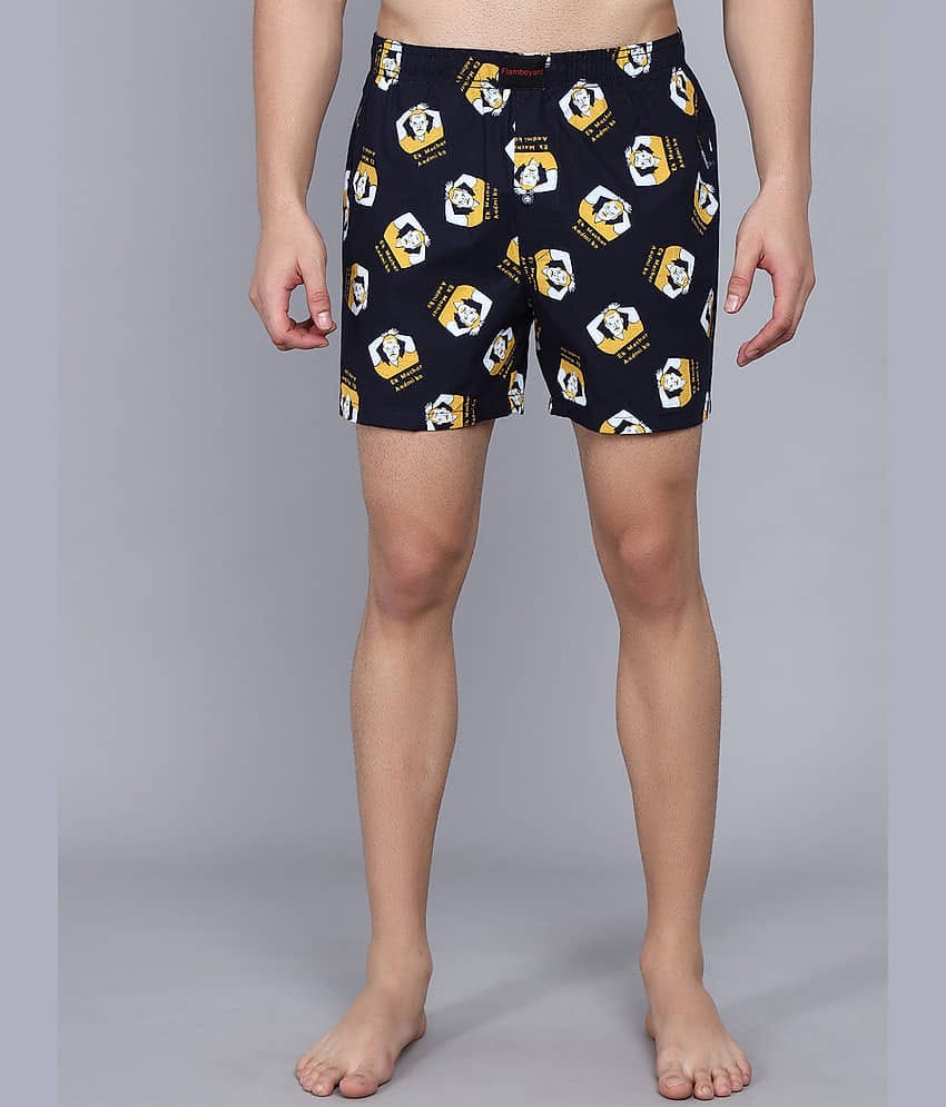 Flamboyant Pack of 1 Cotton Blend Boxers For Men's ( Black )