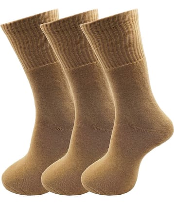RC. ROYAL CLASS - Cotton Men's Solid Khaki Mid Length Socks ( Pack of 3 )