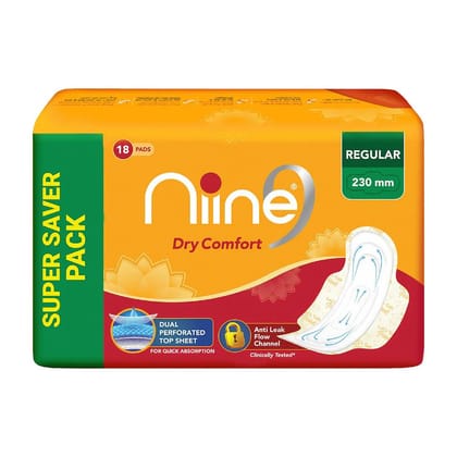 Niine Dry Comfort Regular Sanitary Napkins for women 18 Pads