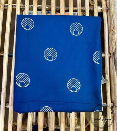 Elegant Unstitched Cotton Fabric for Kurtas-Royal Blue
