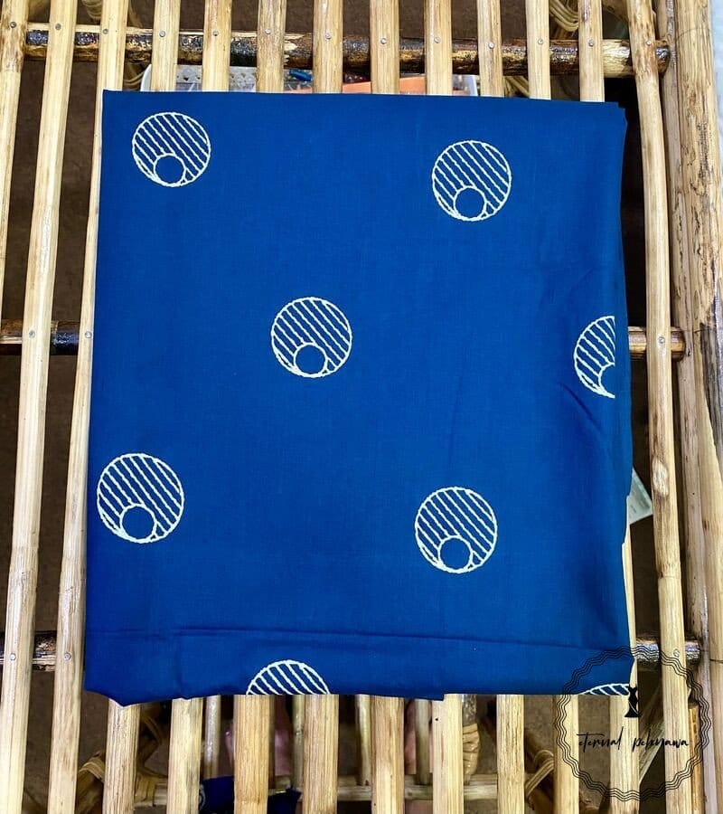 Elegant Unstitched Cotton Fabric for Kurtas-Royal Blue