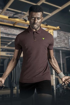 TechnoSport Polo Neck Half Sleeve Dry Fit T Shirt for Men OR-21 (Burgundy)-M