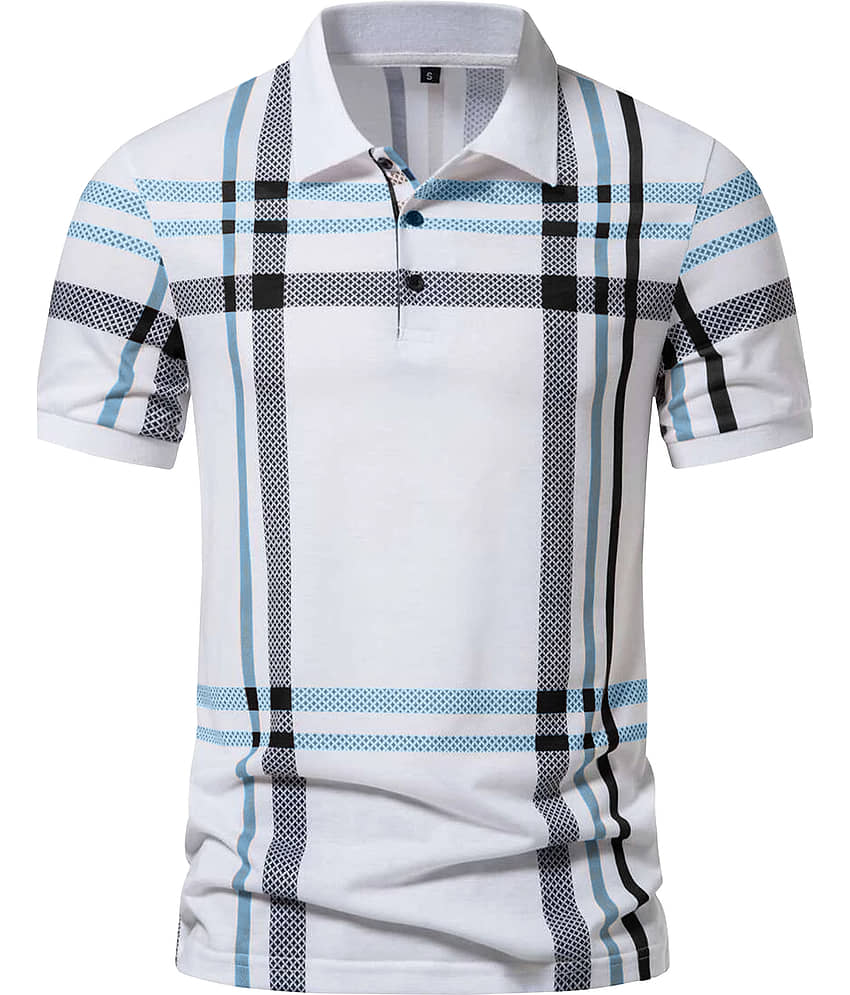 ENITOR Men Cotton Blend Regular Fit Printed Polo T Shirt ( Green )