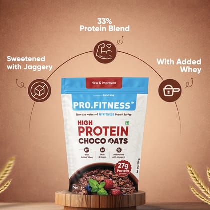 Pro.Fitness High Protein Chocolate Oats | Dark Chocolate | Healthy Oats With Nuts, Seeds & Added Whey Pro.Fitness High Protein Chocolate Oats | Dark Chocolate | Healthy Oats With Nuts, Seeds & Added Whey - 1.5 kg