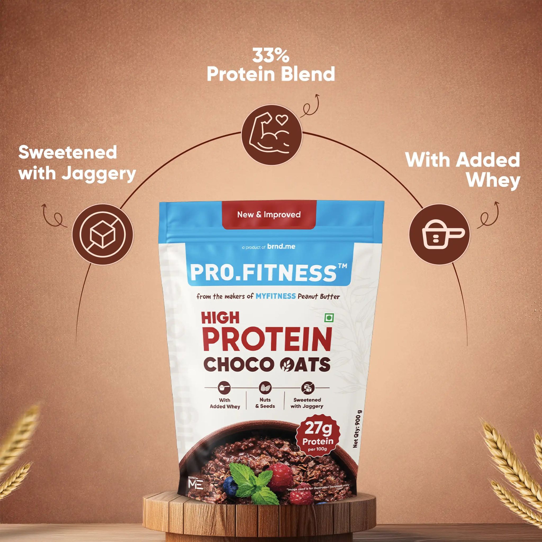 Pro.Fitness High Protein Chocolate Oats | Dark Chocolate | Healthy Oats With Nuts, Seeds & Added Whey Pro.Fitness High Protein Chocolate Oats | Dark Chocolate | Healthy Oats With Nuts, Seeds & Added Whey - 1.5 kg