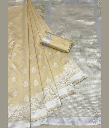 Gazal Fashions Art Silk Woven Banarasi saree With Unstitched Blouse Piece ( Lavender )