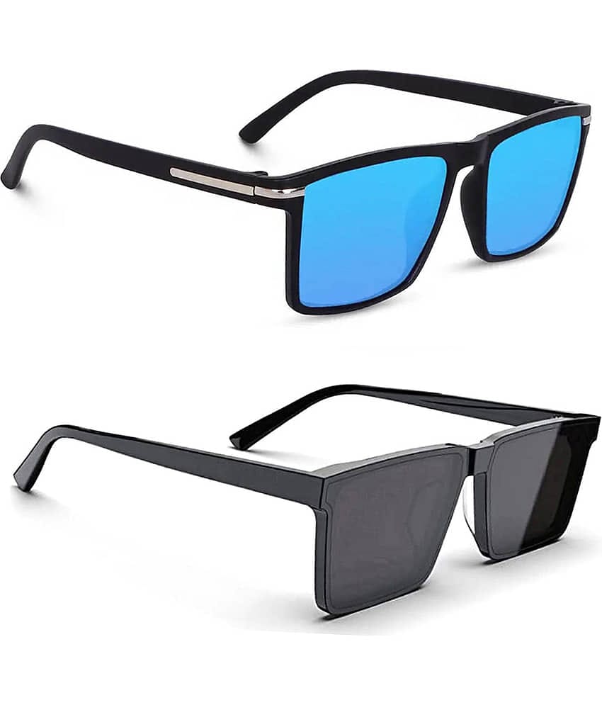 Elligator Black Rectangular Sunglasses ( Pack of 2 )