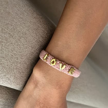 Personalised Name Woven Bracelet (Bestseller)-Pink Peony Bracelet (Pink)