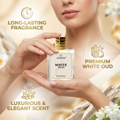 Crafita White Oud Unisex Perfume | Exotic & Romantic Arabian Fragrance | Premium Long-Lasting Eau de Parfum for Men & Women | Strong Signature Scent  50mL
