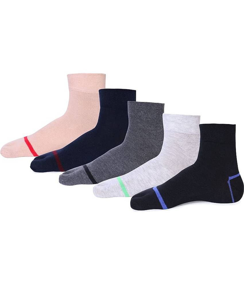 Women's Cotton Ankle Thumb Solid Mutlicolored Winter Socks (Pack of 5)