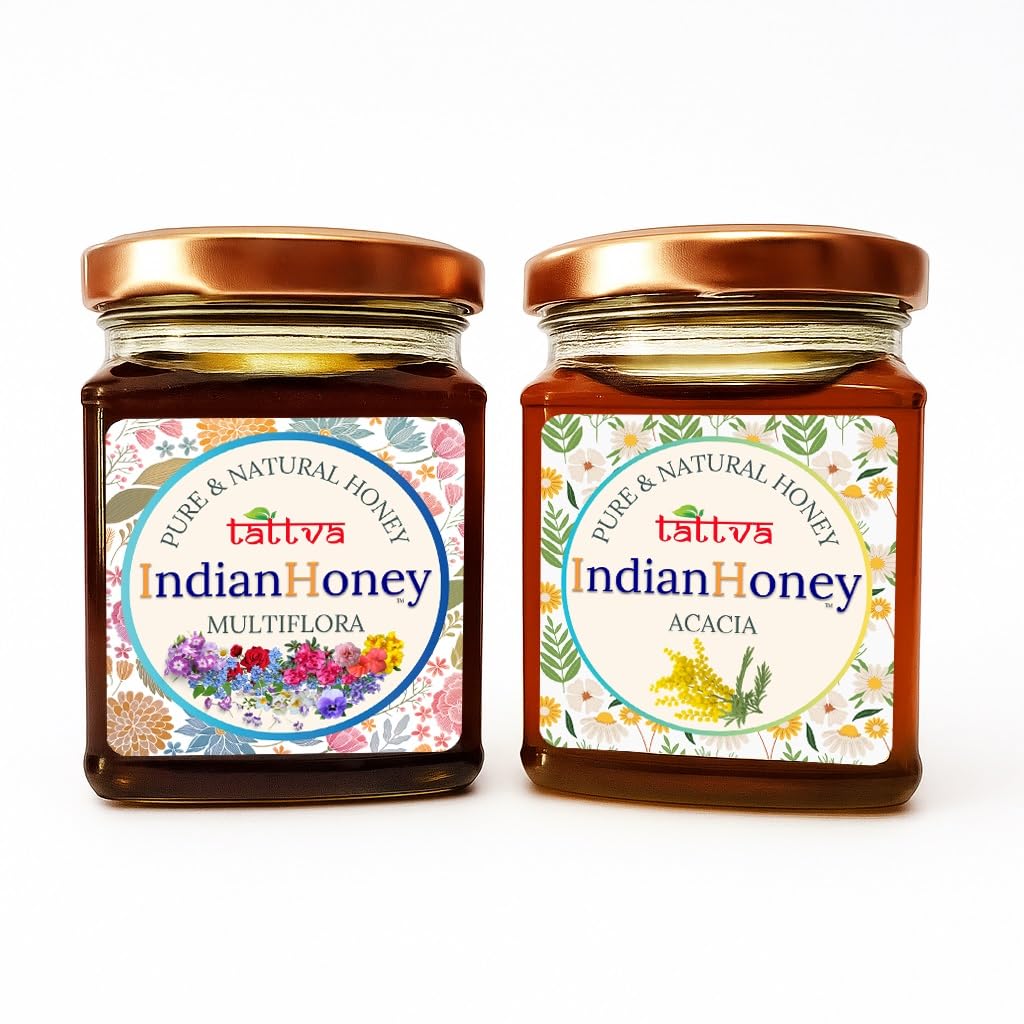 IndianHoney Himalayan Multiflora & Rajasthan Acacia Honey Combo Pack (230gm & 230gm)