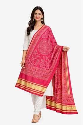 Cotton Silk Bandhej Ethnic Dupatta For Women 2.25 Meter Traditional Tie Dye Printed Lightweight Soft Stole For Kurta Suit Festive Casual Wear Rani Pink