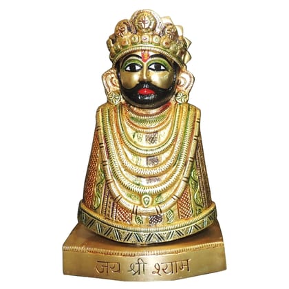 Brass Khatu Shyam Murti – Handmade Brass Spiritual Home Decor, Height : 8.5 Inch (BSMAS1305 G)