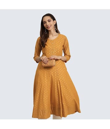 Yash Gallery - Mustard Cotton Women's Flared Kurti ( Pack of 1 )