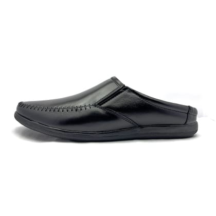 Premium Men's Leather Mules: Stylish Comfort for Every Occasion (Black)-6