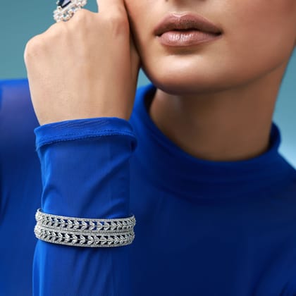 Svajone Diamond Bangles (SET OF 2)-CZ DIAMOND STONES / WHITE / 2.4